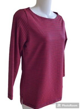 Vineyard Vines Pink and Black Stripe Long-Sleeve Crew Tee